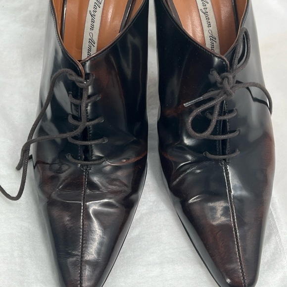 Maryam Almalki Women's Jane Lace Up Pointed Toe Brown Leather Mules EU Size 39 - Picture 7 of 16